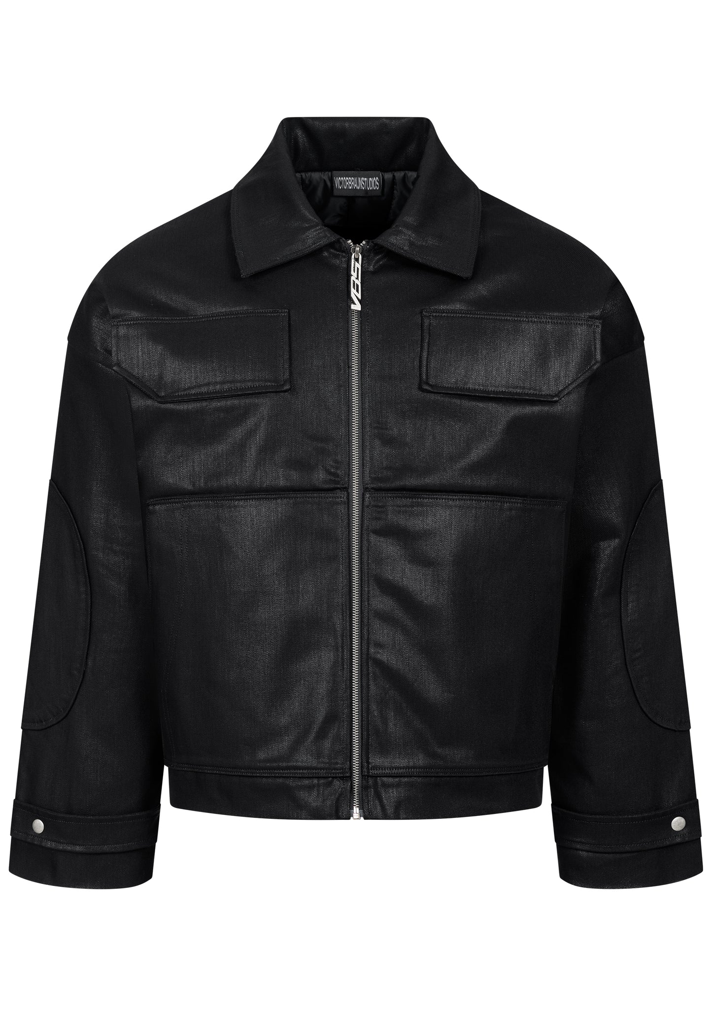 Dark oiled padded field jacket