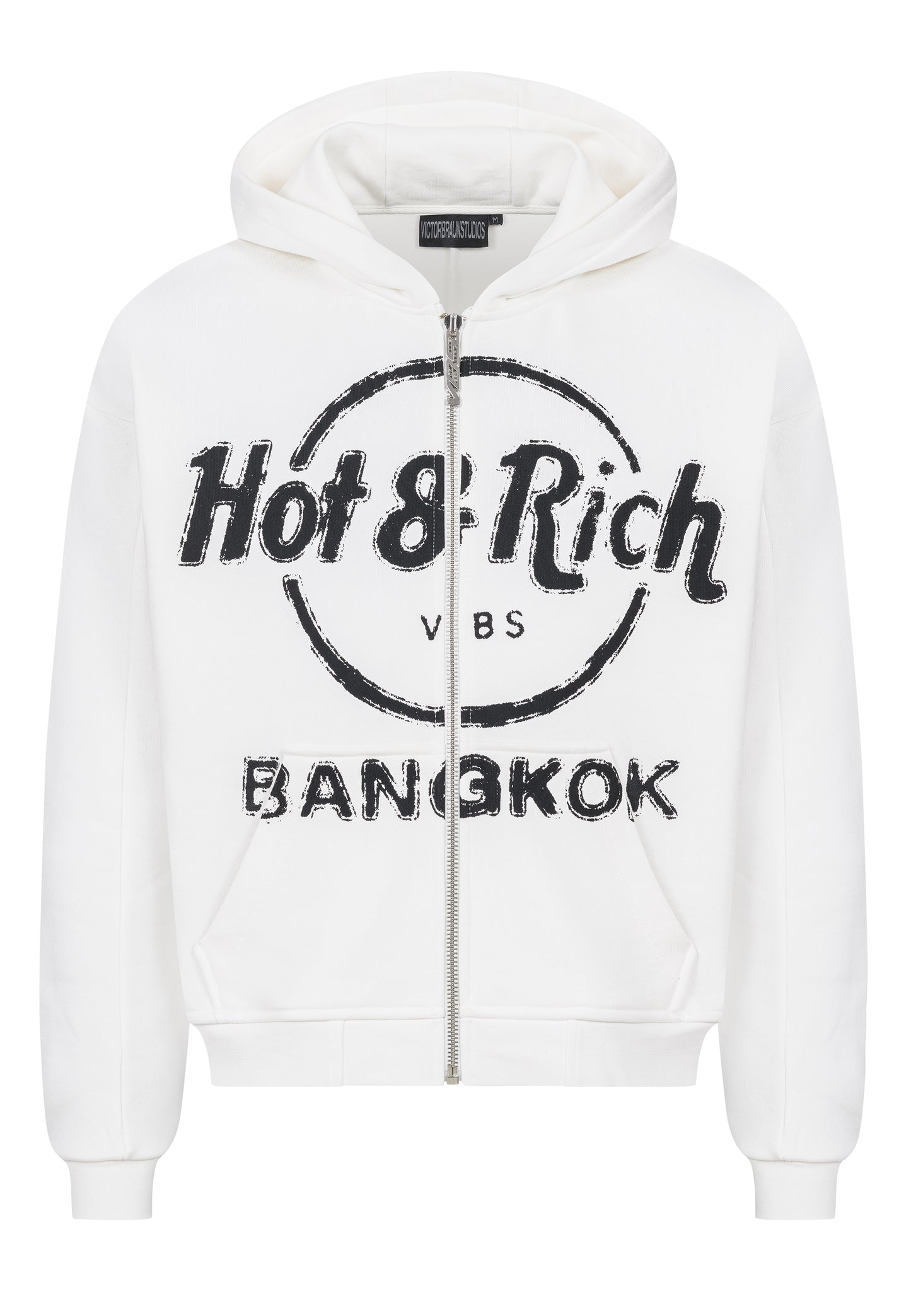 Hot & Rich Vintage Zip-hoodie Chalk