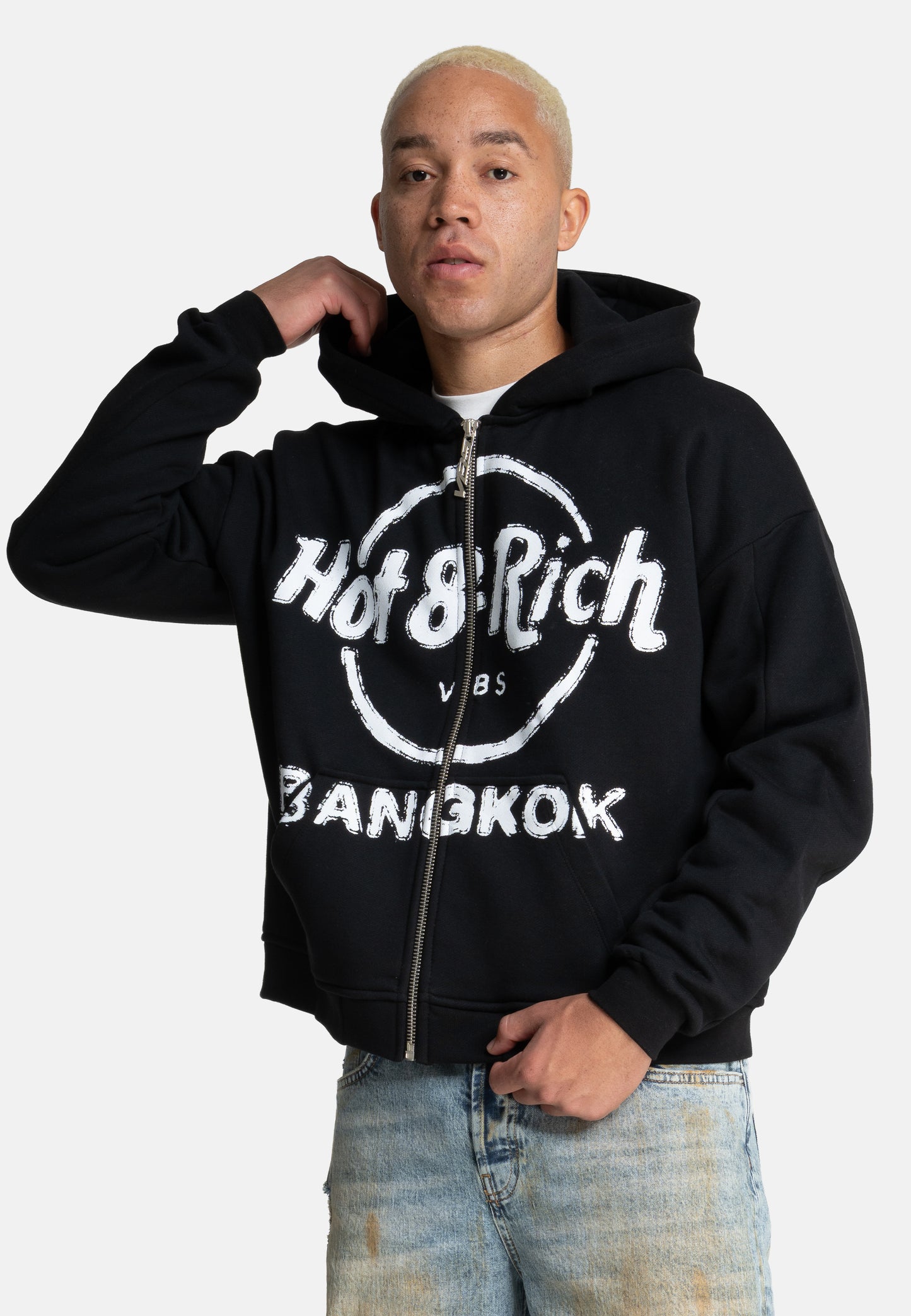 Hot & Rich Vintage Zip-hoodie Coal