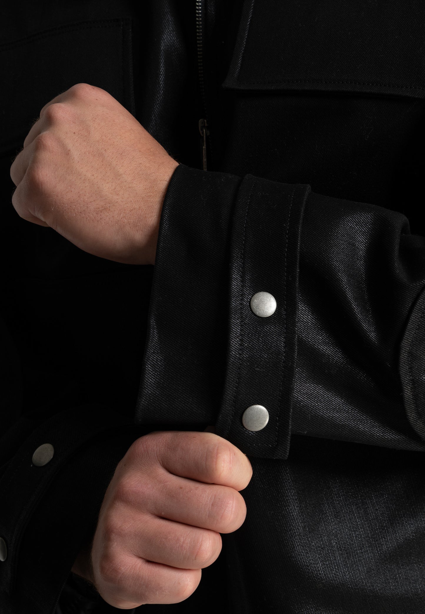 Dark oiled padded field jacket