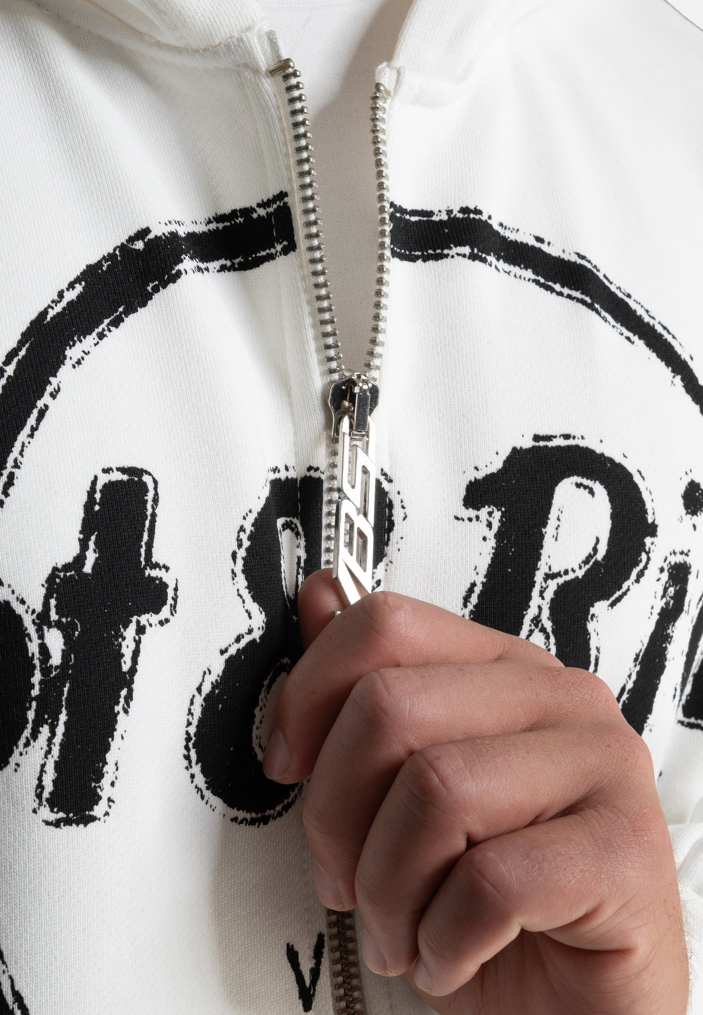 Hot & Rich Vintage Zip-hoodie Chalk