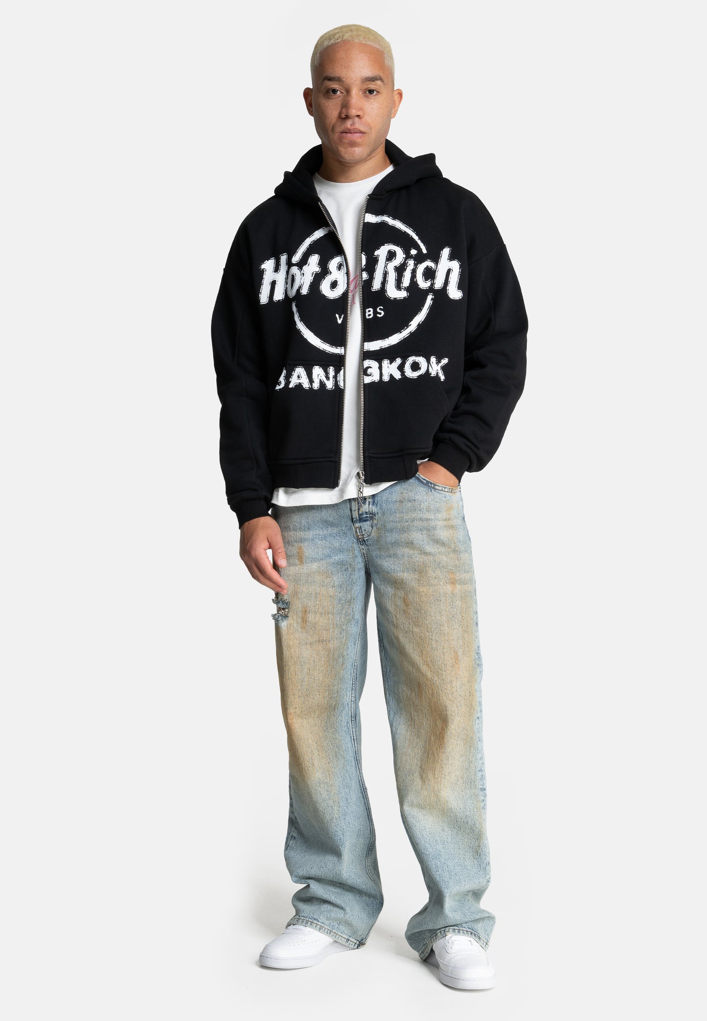 Hot & Rich Vintage Zip-hoodie Coal