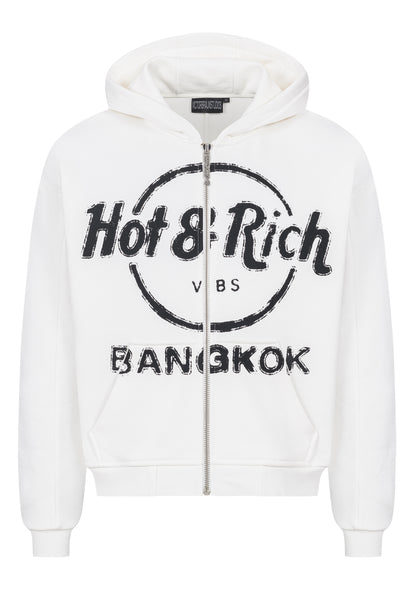 Hot & Rich Vintage Zip-hoodie Chalk 