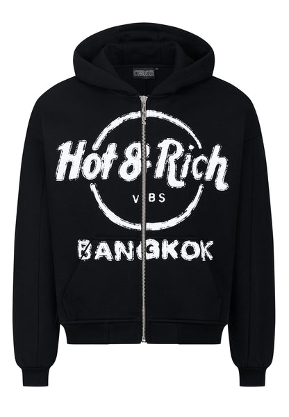 Hot & Rich Vintage Zip-hoodie Coal 