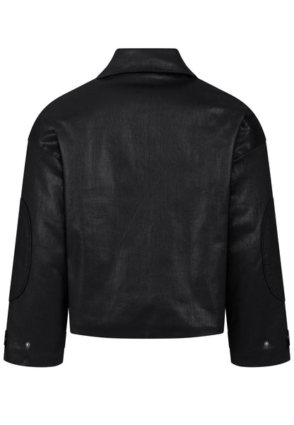 Dark oiled padded field jacket 