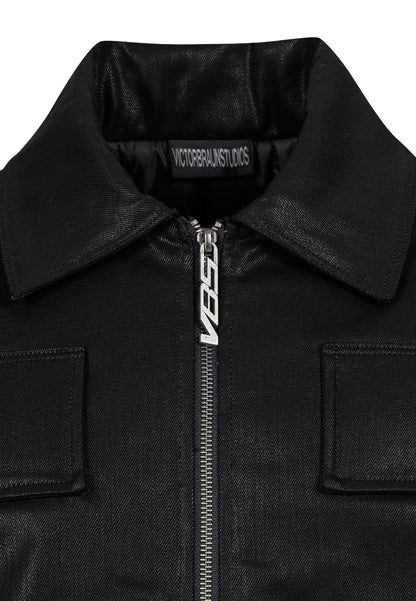Dark oiled padded field jacket 