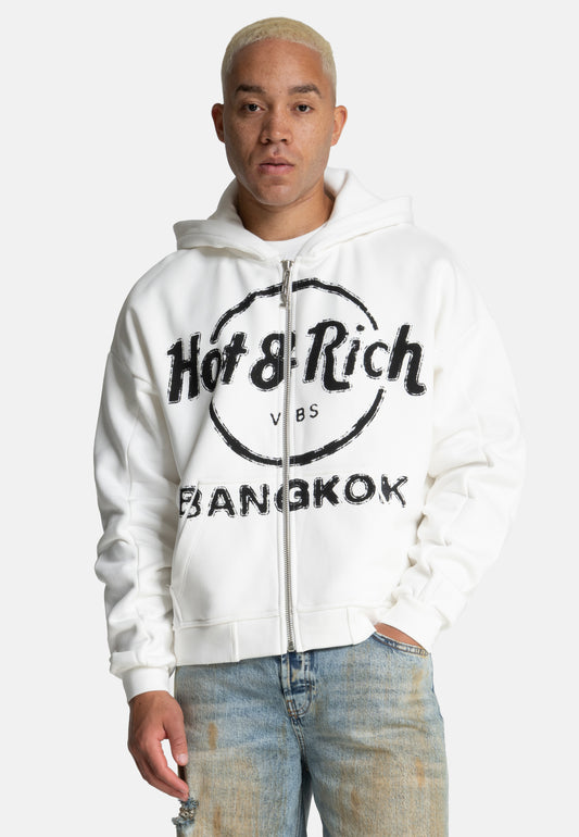 Hot & Rich Vintage Zip-hoodie Chalk 