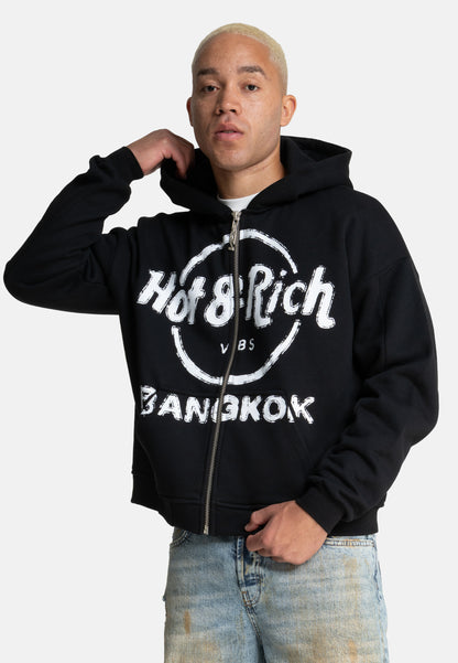 Hot & Rich Vintage Zip-hoodie Coal 