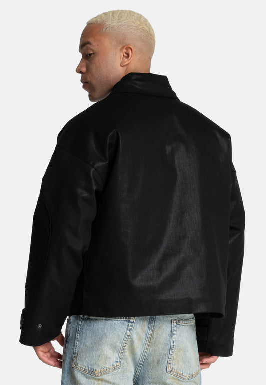 Dark oiled padded field jacket 