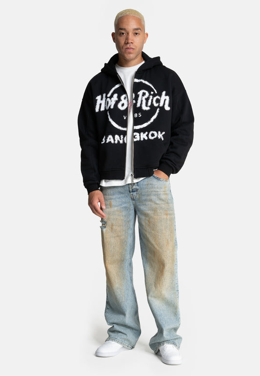 Hot & Rich Vintage Zip-hoodie Coal 